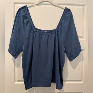 Pact XL Blue Cotton Peasant Blouse